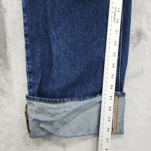 H&M Jeans Womens 10 Blue Dark Wash Straight-Cut Foldover-Cuff High Rise Cotton - Picture 8 of 10